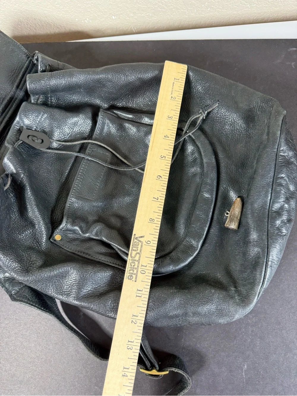Classic Black Leather Backpack
